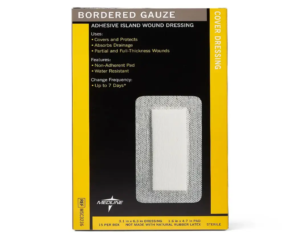Border Gauze Adhesive Island Wound Dressing 3x6 15Ct - Image 4